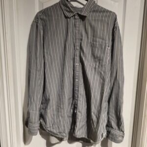 Tommy Bahama Men's Dress Shirt Striped Grey White Size XL Extra Large Tencel